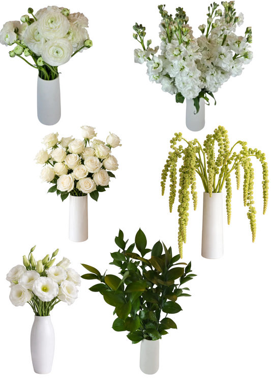 White and Green DIY Wedding Flower Combo Box