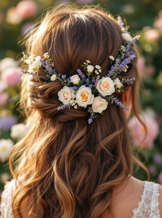 Hair styles with fresh flowers for wedding